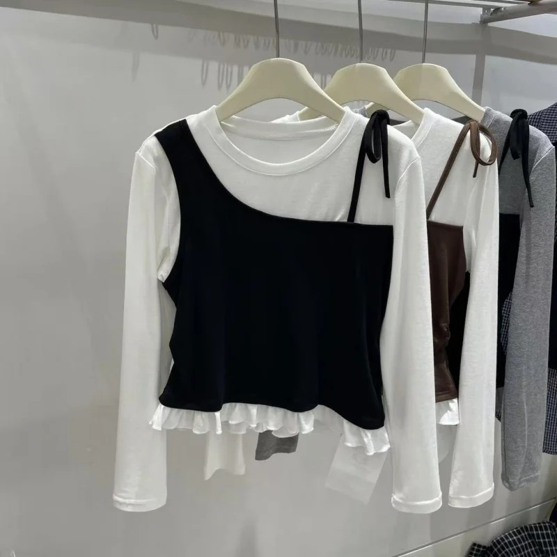 Girls' Spliced Color Blocking Long Sleeved Spring Autumn Outfit New Fake Two-piece Layered Korean Style Little Girl Base T-shirt
Girls' Spliced Color Blocking Long Sleeved Spring Autumn Outfit New Fake Two-piece Layered Korean Style Little Girl Base T-shirt