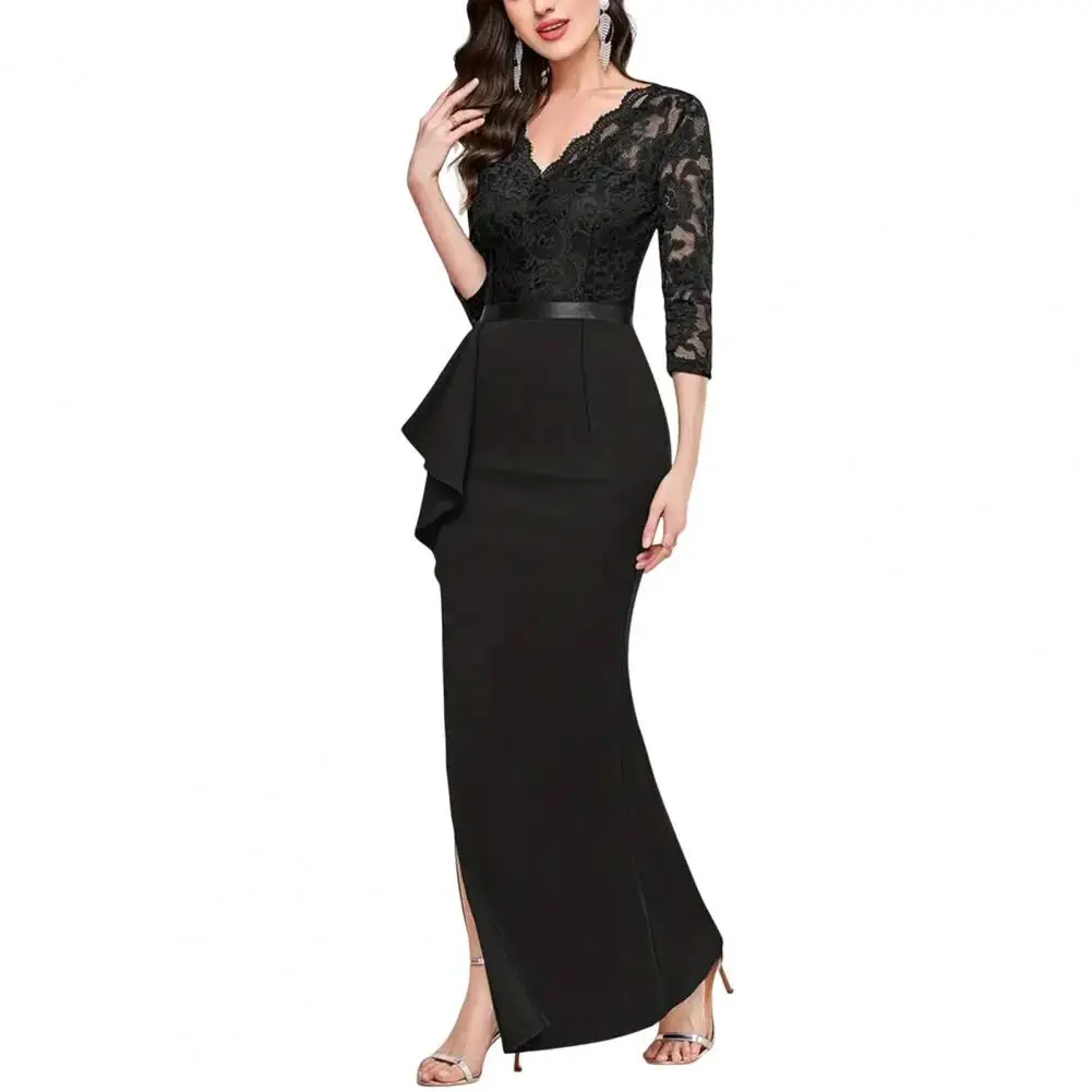 Women Dress V Neck Hollow Out Lace Long Sleeve Tight High Waist Ruffle Split Hem Ruffle Slim Embroidery Dress Prom
Women Dress V Neck Hollow Out Lace Long Sleeve Tight High Waist Ruffle Split Hem Ruffle Slim Embroidery Dress Prom