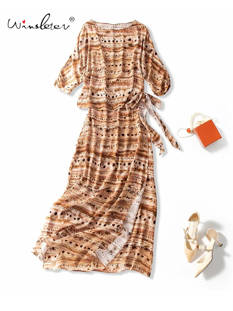 Winsleter-100%Real Silk Elegant Dress, Slash Neck 3/4 Sleeve Print, Women Retro Temperament A-line Dresses, 2026 Summer D65818CC
Winsleter-100%Real Silk Elegant Dress, Slash Neck 3/4 Sleeve Print, Women Retro Temperament A-line Dresses, 2026 Summer D65818CC