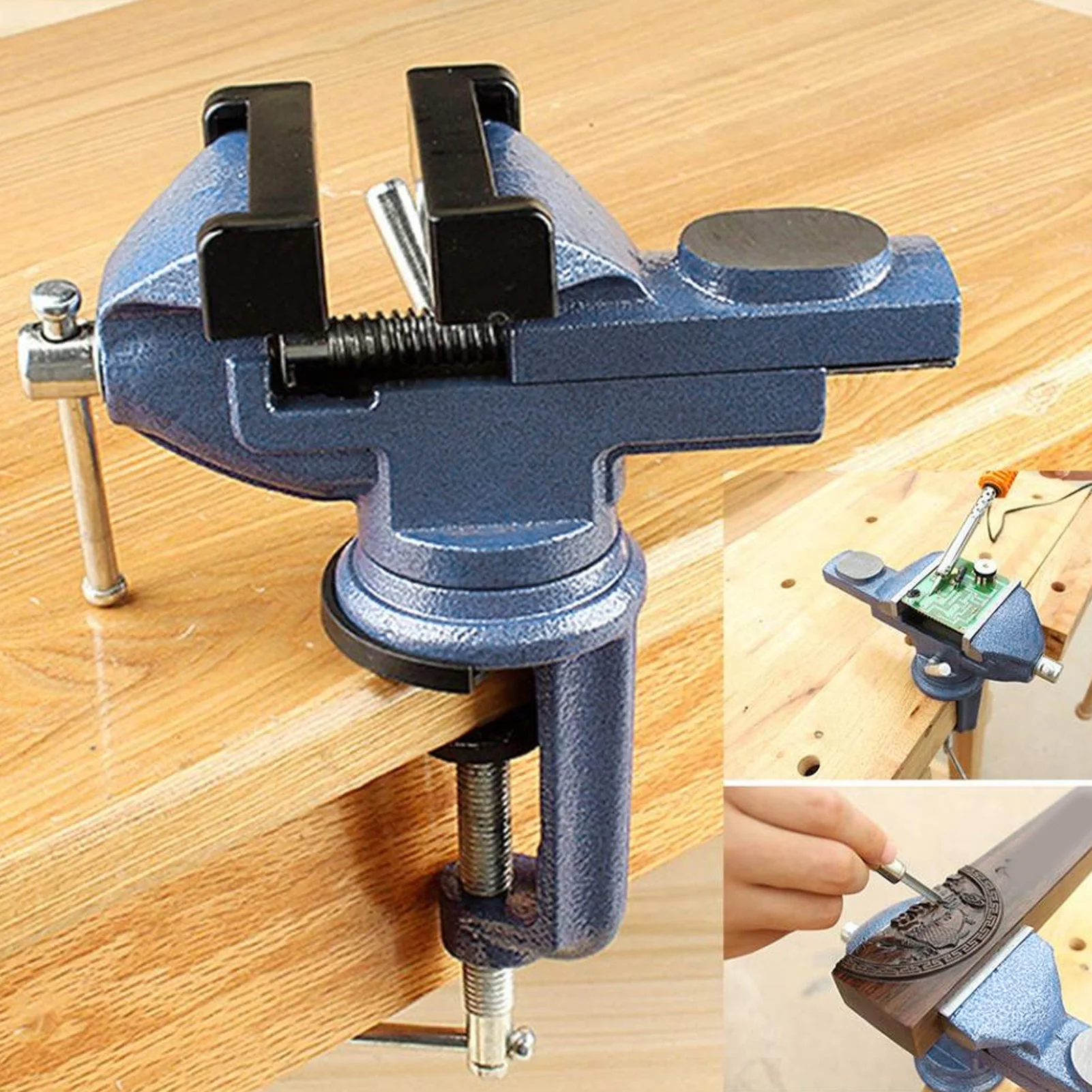 2 Inch Table Vise Clamp On Work Bench Vise 360 Degree Rotation Base Adjustable Woodworking Vise 360° Rotation Vise
