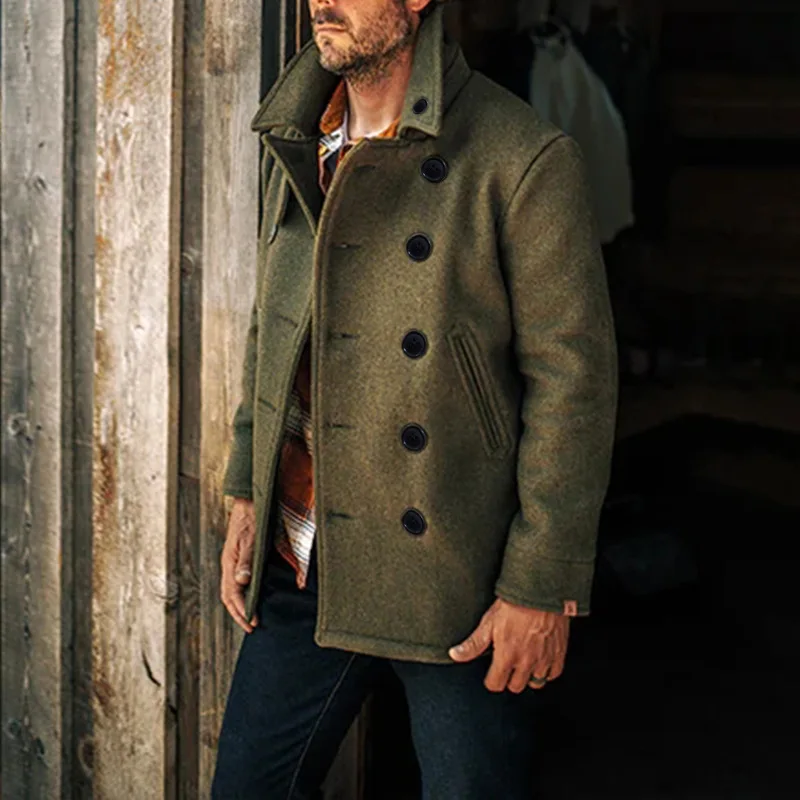 Retro British Style Woolen Coat Pure Color Double Breasted Lapel Coat for Young Men Polyester Fiber Straight Hem Design
Retro British Style Woolen Coat Pure Color Double Breasted Lapel Coat for Young Men Polyester Fiber Straight Hem Design