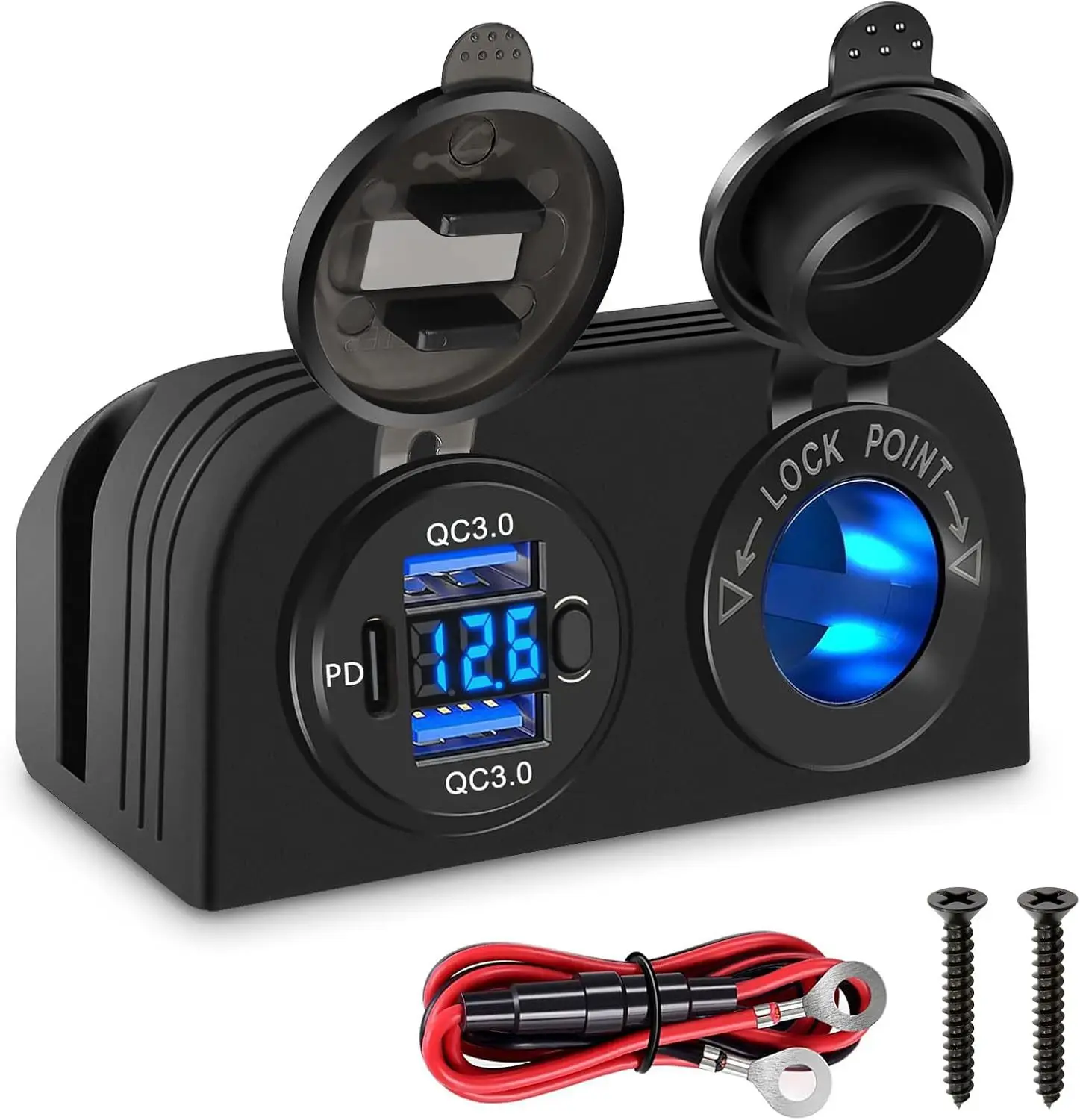 Cigarette Lighter Splitter Dual USB QC3.0 Type-C 12V Car Splitter Adapter with Switches LED Voltage Display Car Boat Truck RV
Cigarette Lighter Splitter Dual USB QC3.0 Type-C 12V Car Splitter Adapter with Switches LED Voltage Display Car Boat Truck RV