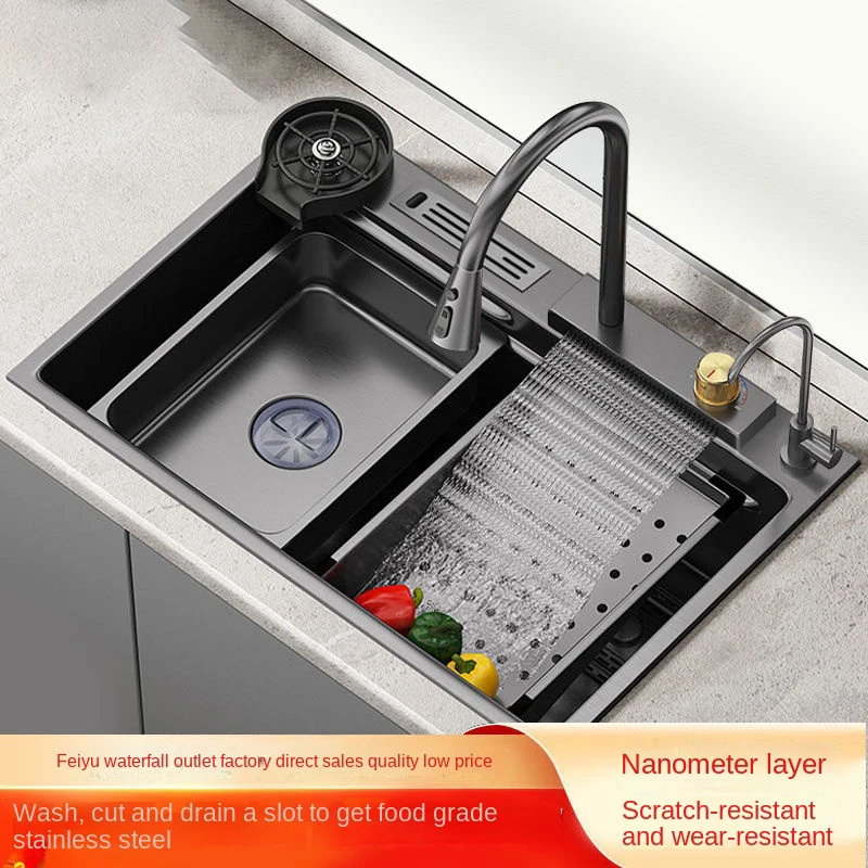 Stainless Steel Kitchen Sink Honeycomb Embossed Vegetable Washing Basin Nano Waterfall Handmade Sink Large Single Slot
Stainless Steel Kitchen Sink Honeycomb Embossed Vegetable Washing Basin Nano Waterfall Handmade Sink Large Single Slot