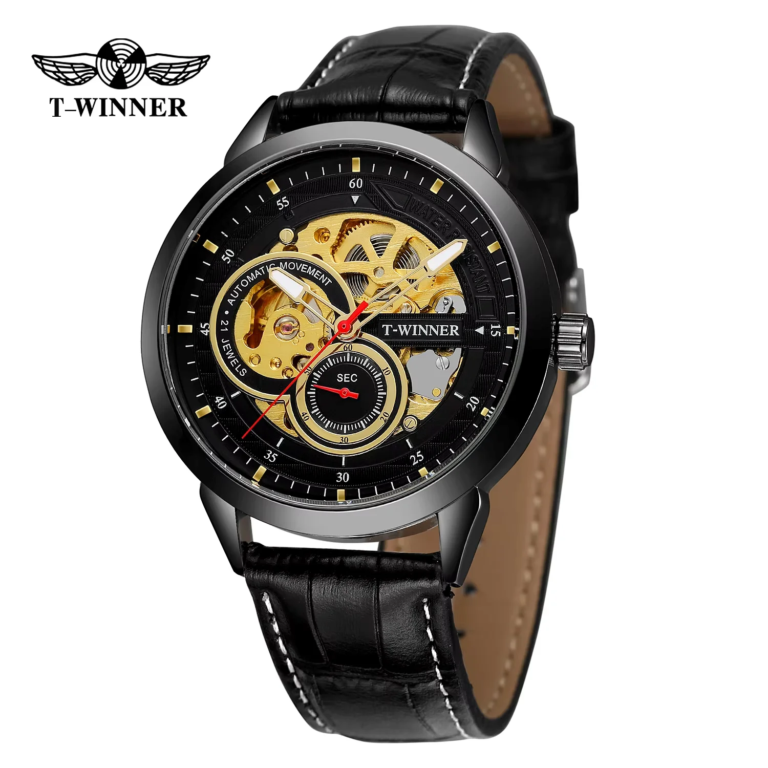 T-winner Simple wind hollow double Ring mechanical Watch Gold Round watch Steel band Watch in various colors optional
T-winner Simple wind hollow double Ring mechanical Watch Gold Round watch Steel band Watch in various colors optional