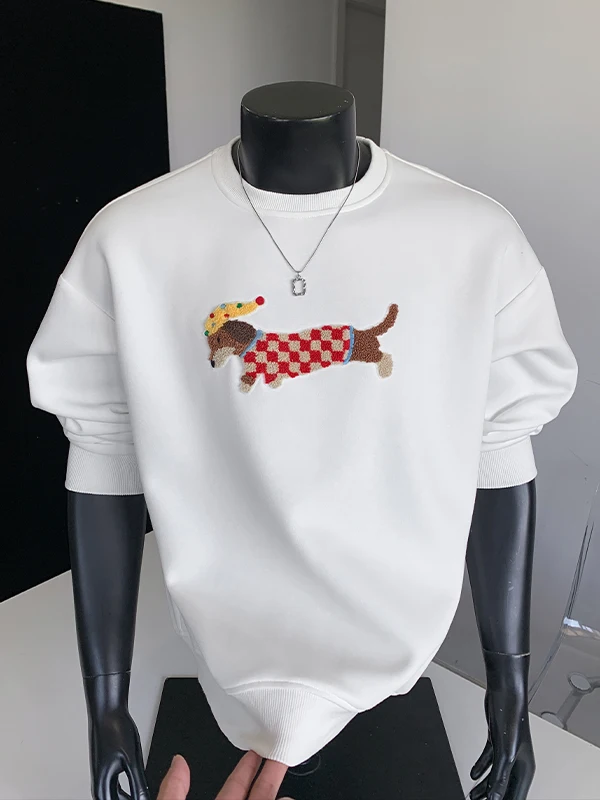White Sausage Dog Embroidered round Neck Sweatshirt Men's Style Base Shirt American Retro Inner Wear High-End Feelings Jacket
White Sausage Dog Embroidered round Neck Sweatshirt Men's Style Base Shirt American Retro Inner Wear High-End Feelings Jacket