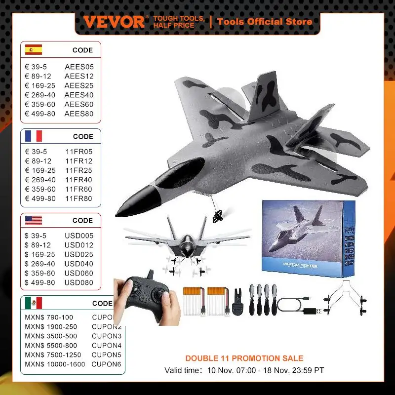 VEVOR F-22 RC самолет 2,4G Летающий планер с дистанционным управлением самолёт с 6-осевым стабилизатором EPP пенопластовые игрушки для детей Подарки
VEVOR F-22 RC самолет 2,4G Летающий планер с дистанционным управлением самолёт с 6-осевым стабилизатором EPP пенопластовые игрушки для детей Подарки