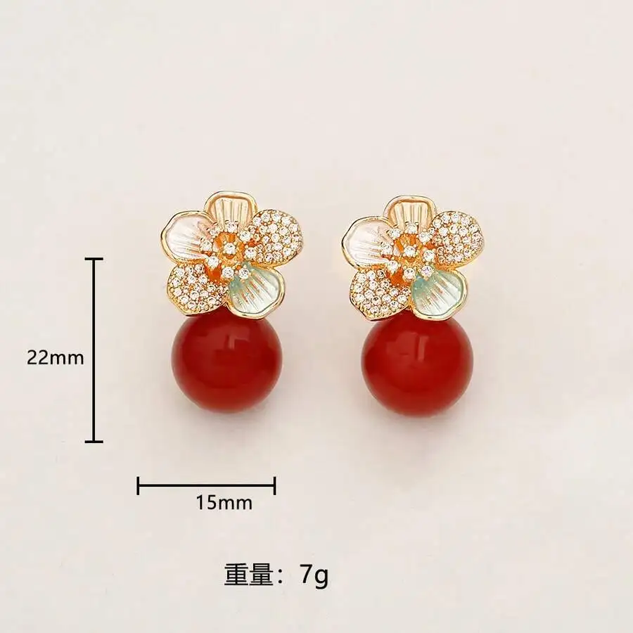 Floral Design Fashion Earrings With Red Bead And Rhinestone For Women
Floral Design Fashion Earrings With Red Bead And Rhinestone For Women