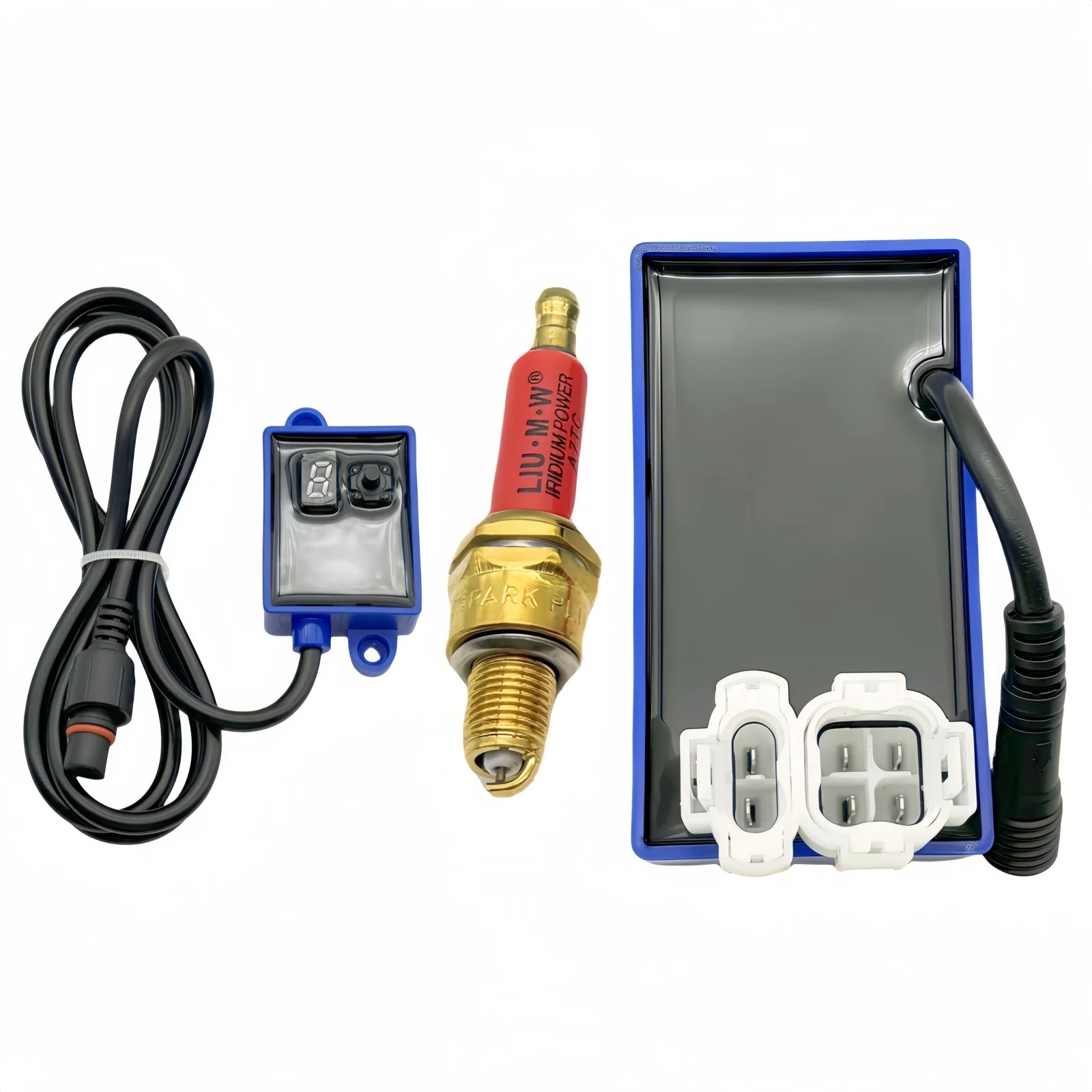 6 Pin Racing AC CDI Box & A7TC Iridium Spark Plug for GY6 50 125 150 200 250cc Scooter Moped ATV Digitally Adjustable
6 Pin Racing AC CDI Box & A7TC Iridium Spark Plug for GY6 50 125 150 200 250cc Scooter Moped ATV Digitally Adjustable 