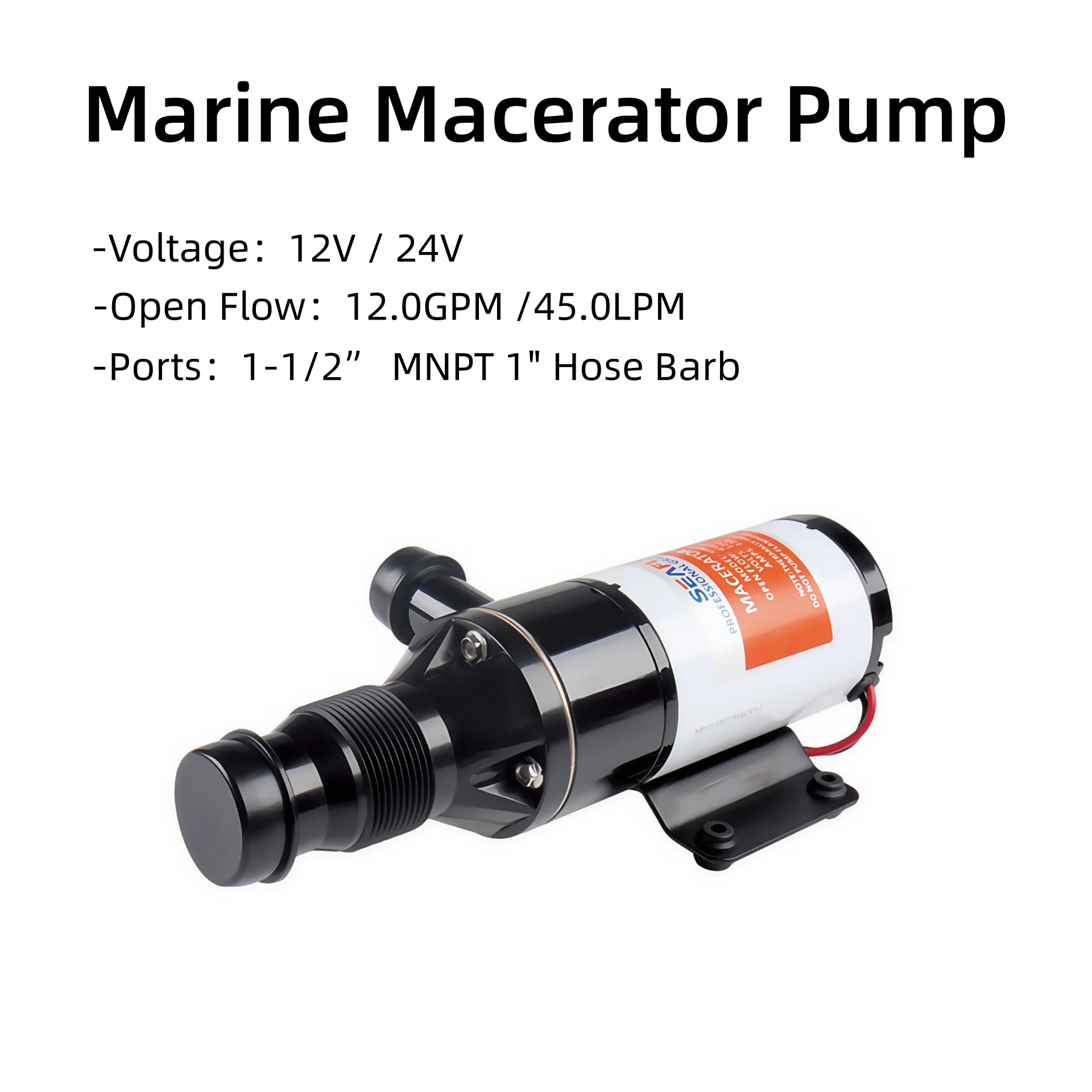 SEAFLO Macerator Waste Water Pump 12V/24V 12 GPM Anti-Clog Feature for RV Boat Marine Trailer Toilet Sewer
SEAFLO Macerator Waste Water Pump 12V/24V 12 GPM Anti-Clog Feature for RV Boat Marine Trailer Toilet Sewer