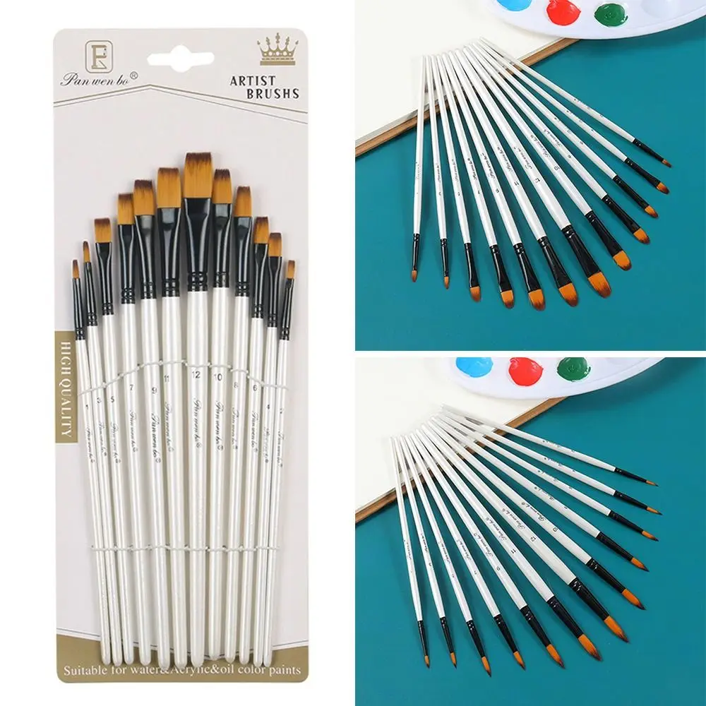 12Pcs Nylon Watercolor Brush Set Soft Hair Beginner's Art Hand Drawn Watercolor Artists Pointed Round Flat Head Flat Brushes
12Pcs Nylon Watercolor Brush Set Soft Hair Beginner's Art Hand Drawn Watercolor Artists Pointed Round Flat Head Flat Brushes