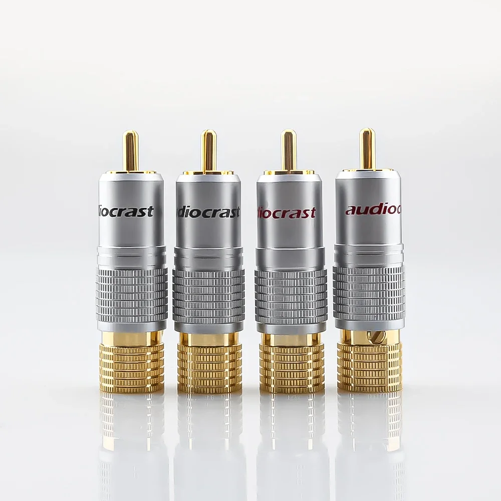 4 Pcs Audiocrast RCA Plug Audio Cable Connector 24K Glod Plated RCA Male Connectors For 9mm Cable
4 Pcs Audiocrast RCA Plug Audio Cable Connector 24K Glod Plated RCA Male Connectors For 9mm Cable