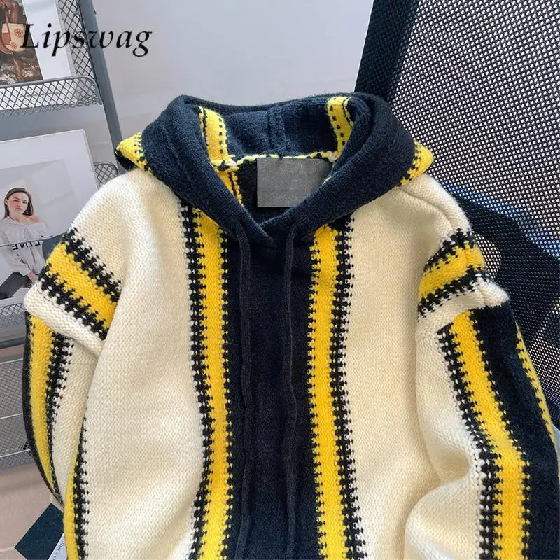 Trendy Contrast Color Striped Sweater Hoodie Mens Streetwear 2024 Autumn Long Sleeve Wool Knitted Hooded Sweatshirts Men Hoodies
Trendy Contrast Color Striped Sweater Hoodie Mens Streetwear 2024 Autumn Long Sleeve Wool Knitted Hooded Sweatshirts Men Hoodies