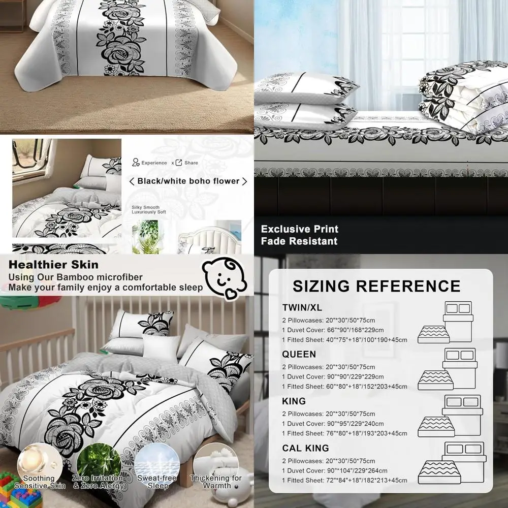 Комплект пододеяльников Cal King — черно-белый богемный цветочный | 2 наволочки, 1 чехол, 1 лист | Мягкая микрофибра | Идеально подходит для спален, автофургонов
Комплект пододеяльников Cal King — черно-белый богемный цветочный | 2 наволочки, 1 чехол, 1 лист | Мягкая микрофибра | Идеально подходит для спален, автофургонов