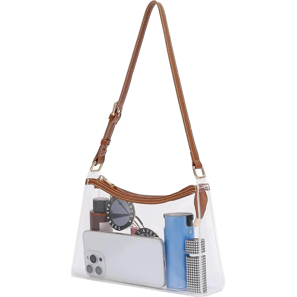 Clear Bag for Stadium Events – Women's Clear Shoulder Bag – Transparent Bag for Concerts, Sports Events and Game Days
Clear Bag for Stadium Events – Women's Clear Shoulder Bag – Transparent Bag for Concerts, Sports Events and Game Days