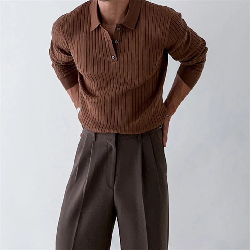 Autumn Long Sleeve Knit Men Polo Shirt Solid Elegant Male Polos Turn Collar Business Casual Top Man Clothing Oversize 2025 Y1
Autumn Long Sleeve Knit Men Polo Shirt Solid Elegant Male Polos Turn Collar Business Casual Top Man Clothing Oversize 2025 Y1