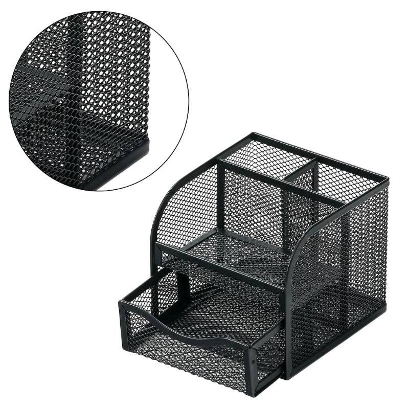 Metal Mesh Desk Organisers and Pen Holder with Sliding Drawer and 3 Compartments, Multifunctional Office Desk Organisers
Metal Mesh Desk Organisers and Pen Holder with Sliding Drawer and 3 Compartments, Multifunctional Office Desk Organisers