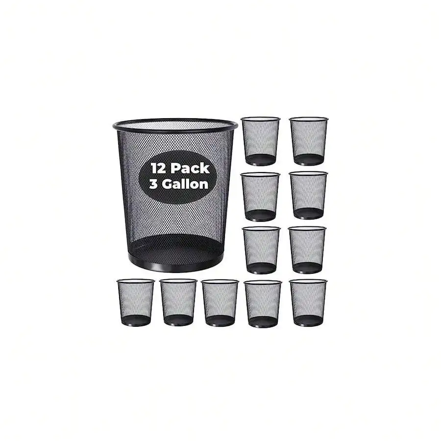 12 Pack 3 Gallon Mesh Trash Can Open Top Metal Wastebasket For Office Kitchen Dorm Living Room Black
12 Pack 3 Gallon Mesh Trash Can Open Top Metal Wastebasket For Office Kitchen Dorm Living Room Black