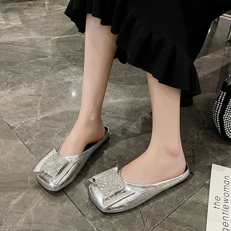 Women's Slippers Rhinestones Square Toe Flat Sole Women's Mary Jane Shoes Dress Cover Toe Fashion All-match Zapatillas De Mujer
Women's Slippers Rhinestones Square Toe Flat Sole Women's Mary Jane Shoes Dress Cover Toe Fashion All-match Zapatillas De Mujer