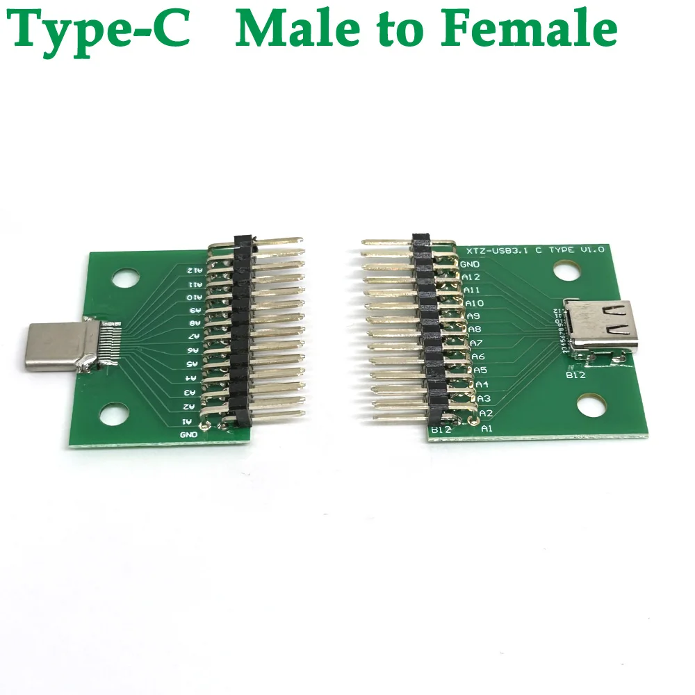 24Pin Male To Female Type-C Test PCB Board Universal Board With USB 3.1 Port Test Board With Pins Adapter Plate Connector
24Pin Male To Female Type-C Test PCB Board Universal Board With USB 3.1 Port Test Board With Pins Adapter Plate Connector