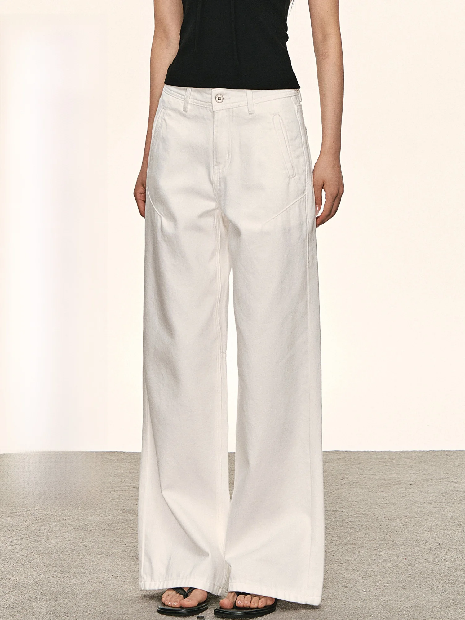 101PASSION Minimalist White Denim Wide Leg Pants Women Summer Loose Straight Casual Long Trousers Low Waist Pocket Detail
101PASSION Minimalist White Denim Wide Leg Pants Women Summer Loose Straight Casual Long Trousers Low Waist Pocket Detail