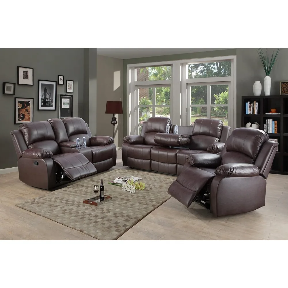 Manual Leather Recliner Sofa Set for Living Room Furniture Sets,Reclining Couch Set, Leather Couch Set for Living Room/Lounge
Manual Leather Recliner Sofa Set for Living Room Furniture Sets,Reclining Couch Set, Leather Couch Set for Living Room/Lounge