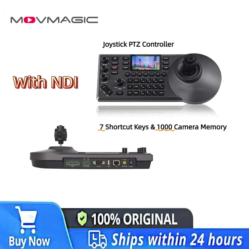 Контроллер MOVMAGIC 4D Joystick POE PTZ с 3-дюймовым экраном, 7 кнопками быстрого доступа для камер, NDI, Onvif, подсветкой клавиш, хранением данных на 1000 камер
Контроллер MOVMAGIC 4D Joystick POE PTZ с 3-дюймовым экраном, 7 кнопками быстрого доступа для камер, NDI, Onvif, подсветкой клавиш, хранением данных на 1000 камер