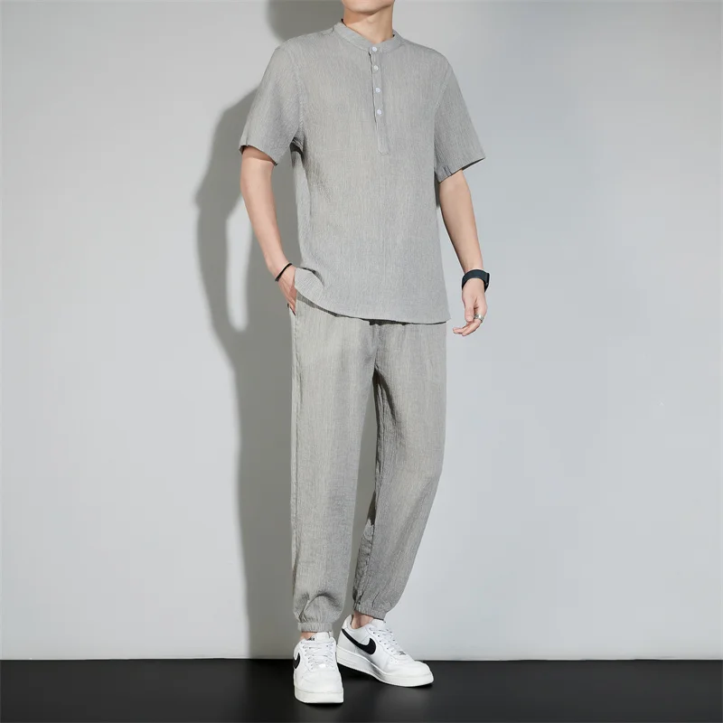 Casual Thin Short Sleeve T-Shirt And Long Pants Men's Set Pullover Sportswear Short-sleeved Shirt Trousers Two-piece Mensuit
Casual Thin Short Sleeve T-Shirt And Long Pants Men's Set Pullover Sportswear Short-sleeved Shirt Trousers Two-piece Mensuit