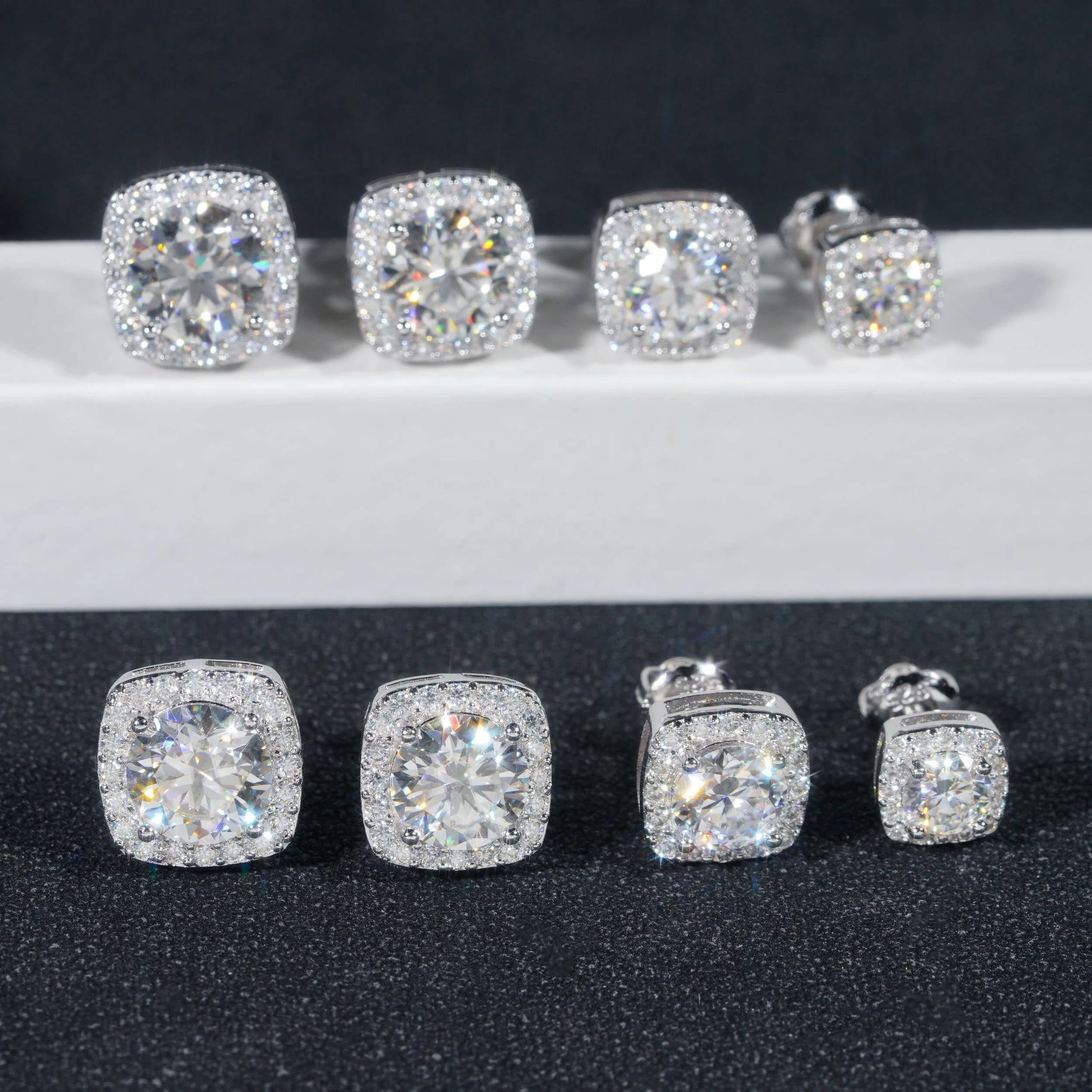 Pass Diamond Tester Hot Selling Fine Jewelry 925 Sterling Silver Hip Hop VVS Moissanite Stud Earrings
Pass Diamond Tester Hot Selling Fine Jewelry 925 Sterling Silver Hip Hop VVS Moissanite Stud Earrings