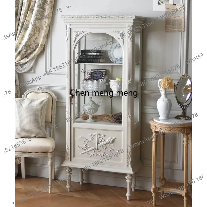 French Retro White Wine Cabinet American European Sideboard Glass Display Bookcase
French Retro White Wine Cabinet American European Sideboard Glass Display Bookcase