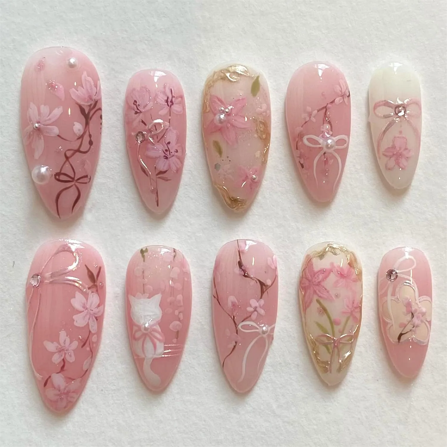 30pcs Pink Flower Press on Nails Medium Almond Fake Nails with 3D Rhinestones Pearl Glitter Design for Women
30pcs Pink Flower Press on Nails Medium Almond Fake Nails with 3D Rhinestones Pearl Glitter Design for Women