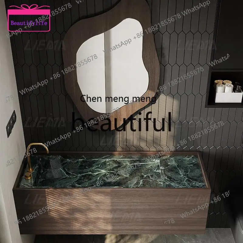 YL Rock slab bathroom cabinet integrated seamless basin bathroom light luxury high-end face wash table double basin
YL Rock slab bathroom cabinet integrated seamless basin bathroom light luxury high-end face wash table double basin