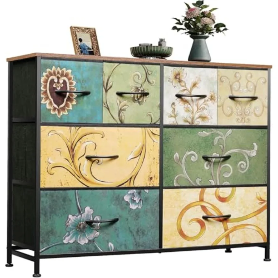 8 Drawer Dresser for Bedroom Wide Fabric Dresser Storage Organizer with Wood Top and Sturdy Steel Frame in Floral Painted Color
8 Drawer Dresser for Bedroom Wide Fabric Dresser Storage Organizer with Wood Top and Sturdy Steel Frame in Floral Painted Color