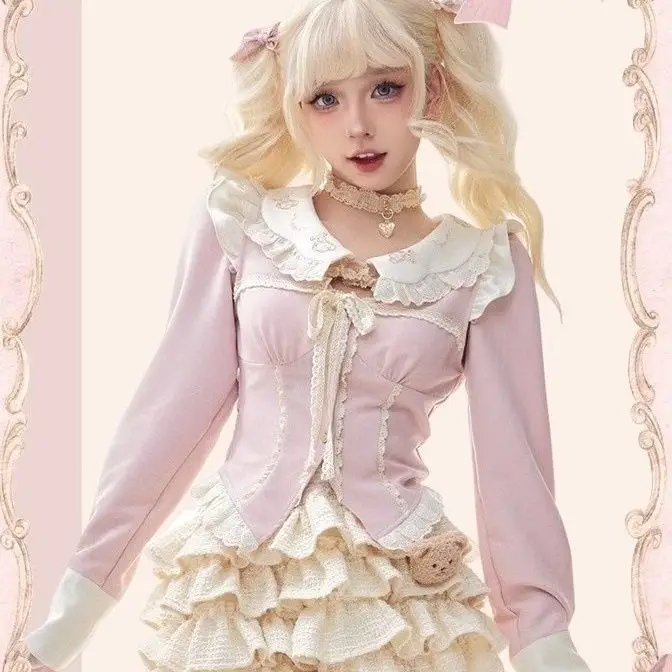Spring and Autumn Sweet Bow Lce-up Doll Collar Long-sleeved Shirts + High Waist Slimming Short Fluffy Cake Skirts Two-piece Set
Spring and Autumn Sweet Bow Lce-up Doll Collar Long-sleeved Shirts + High Waist Slimming Short Fluffy Cake Skirts Two-piece Set