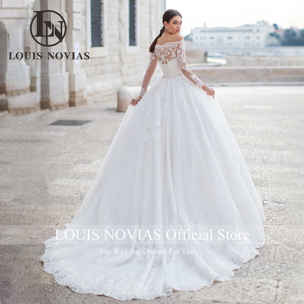 LOUIS NOVIAS Long Sleeve Wedding Dresses For Woman Sexy Boat Neck Appliques With Belt Wedding Gown Vestidos De Novia
LOUIS NOVIAS Long Sleeve Wedding Dresses For Woman Sexy Boat Neck Appliques With Belt Wedding Gown Vestidos De Novia