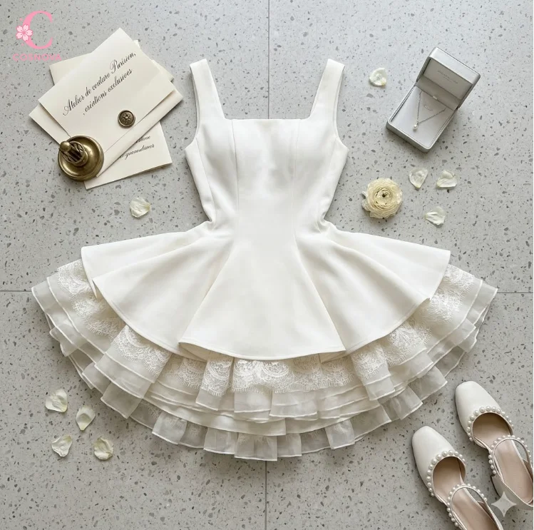 Elegant Sweet Princess Sleeveless Waist Tight Women White Summer Dresses Lace Ruffle Hem Party Dress Female Chic Popular Clothes
Elegant Sweet Princess Sleeveless Waist Tight Women White Summer Dresses Lace Ruffle Hem Party Dress Female Chic Popular Clothes