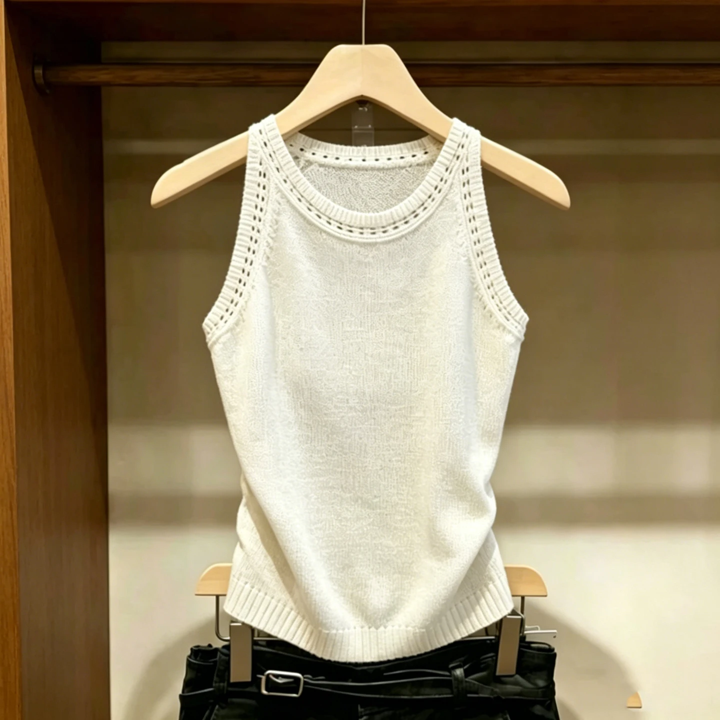 Elegant White round Neck Hollow out Knitted Vest Women's Summer Casual Sleeveless Top Korean Style Commute Fashion
Elegant White round Neck Hollow out Knitted Vest Women's Summer Casual Sleeveless Top Korean Style Commute Fashion