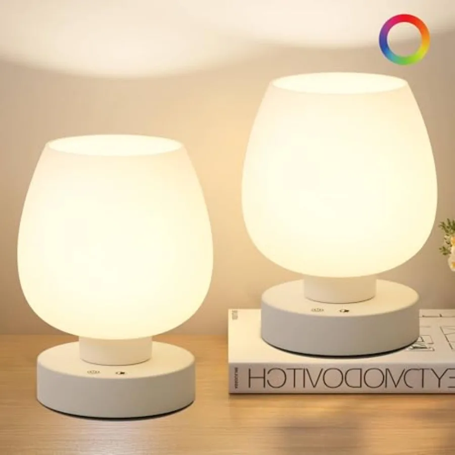 Cordless Touch Bedside Table Lamp Set of 2, Rechargeable Battery Operated Desk Lamps with 8 RGB Colors, Dimmable Small Glass Ni
Cordless Touch Bedside Table Lamp Set of 2, Rechargeable Battery Operated Desk Lamps with 8 RGB Colors, Dimmable Small Glass Ni