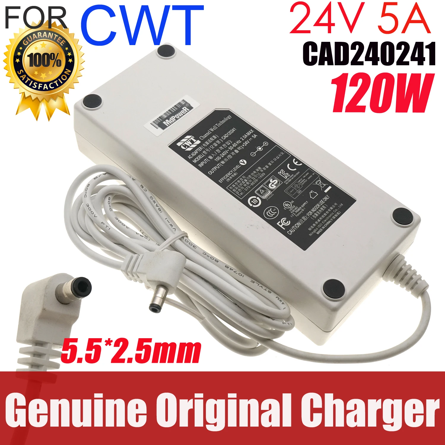 Channel Well Technology CWT CAD120241 24V 5A 90W 5.5*2.5mm AC Adapter Charger Power Supply for beauty instrument massager
Channel Well Technology CWT CAD120241 24V 5A 90W 5.5*2.5mm AC Adapter Charger Power Supply for beauty instrument massager