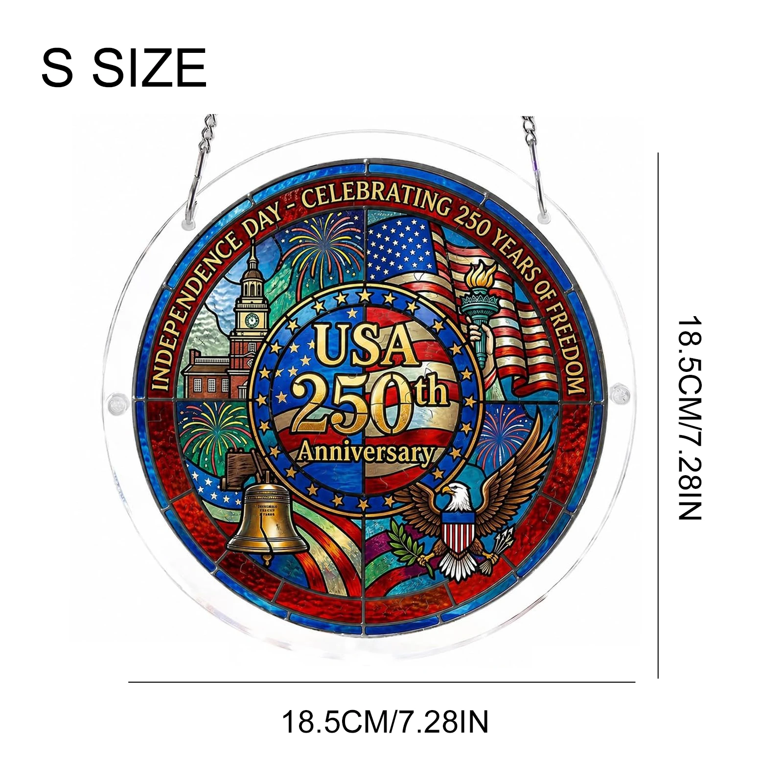 Acrylic 250th Anniversary Garden Decor Sun Catcher with Chain Translucent Decorative Plaque Sign Hanging Round Sun Catcher
Acrylic 250th Anniversary Garden Decor Sun Catcher with Chain Translucent Decorative Plaque Sign Hanging Round Sun Catcher