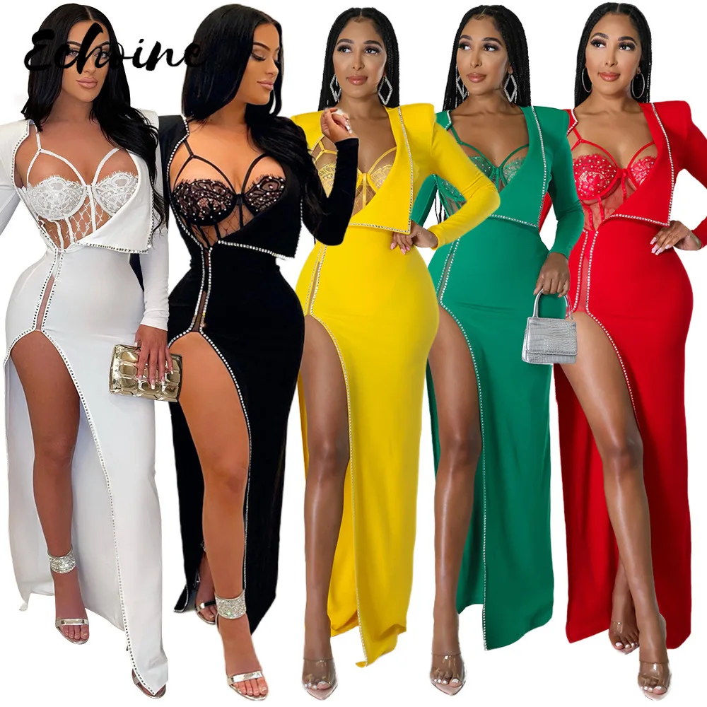 Women's Suit Sexy Mesh Bodysuits Suits With Skirt Spring Elegant Solid V Neck Lady Dress Sets New Womens Outfit Official 
Women's Suit Sexy Mesh Bodysuits Suits With Skirt Spring Elegant Solid V Neck Lady Dress Sets New Womens Outfit Official