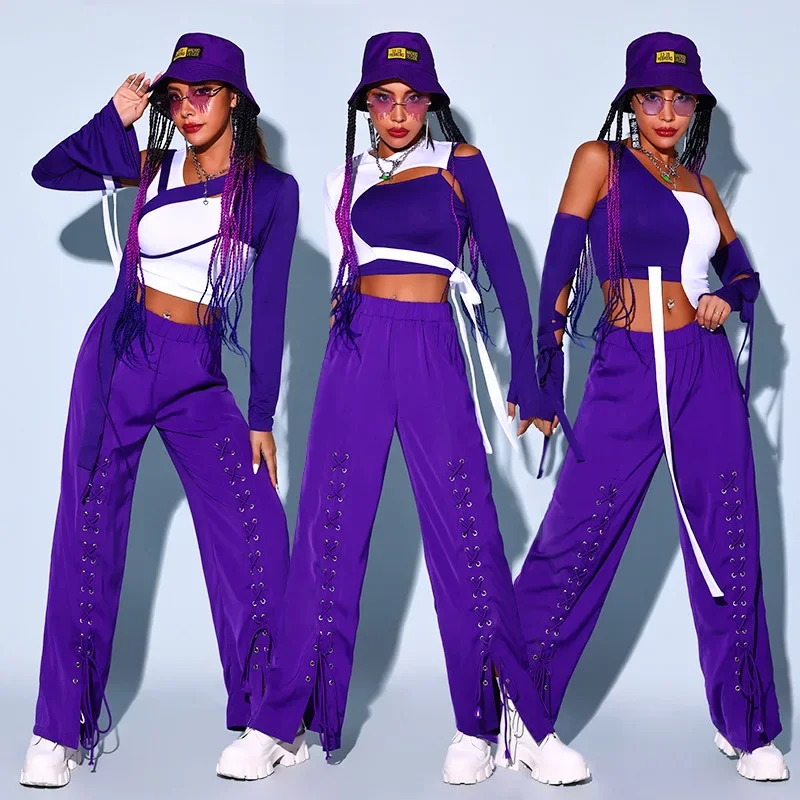 Purple Kpop Stage Dance Costume Gothic Girl Clothes Hip Hop Nightclub Show Crop Top Hat with Pigtail Rave Outfit Cheerleader
Purple Kpop Stage Dance Costume Gothic Girl Clothes Hip Hop Nightclub Show Crop Top Hat with Pigtail Rave Outfit Cheerleader