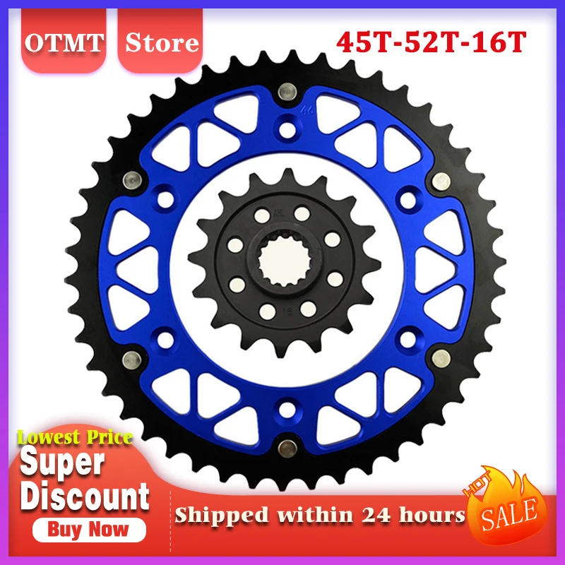 Motorcycle Parts 16T 45T-52T Front Rear Sprockets For KTM 690SM 690SMR 620 690 SM SMC SMR 640 LC4 Duke 790 890 Adventure R Rally
Motorcycle Parts 16T 45T-52T Front Rear Sprockets For KTM 690SM 690SMR 620 690 SM SMC SMR 640 LC4 Duke 790 890 Adventure R Rally