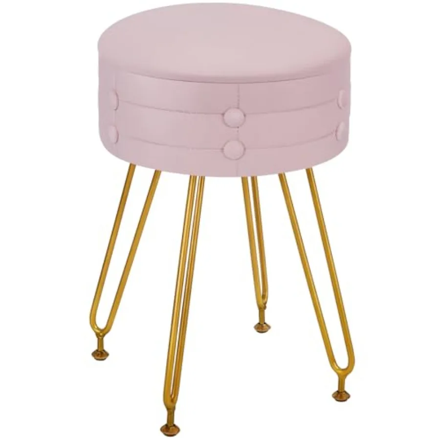 Round Vevlet Vanity Stool with Storage, 4 Metal Legs Vanity Seat with Anti-Slip Feet, Modern Vanity Chairs Footrest Furry Padde
Round Vevlet Vanity Stool with Storage, 4 Metal Legs Vanity Seat with Anti-Slip Feet, Modern Vanity Chairs Footrest Furry Padde