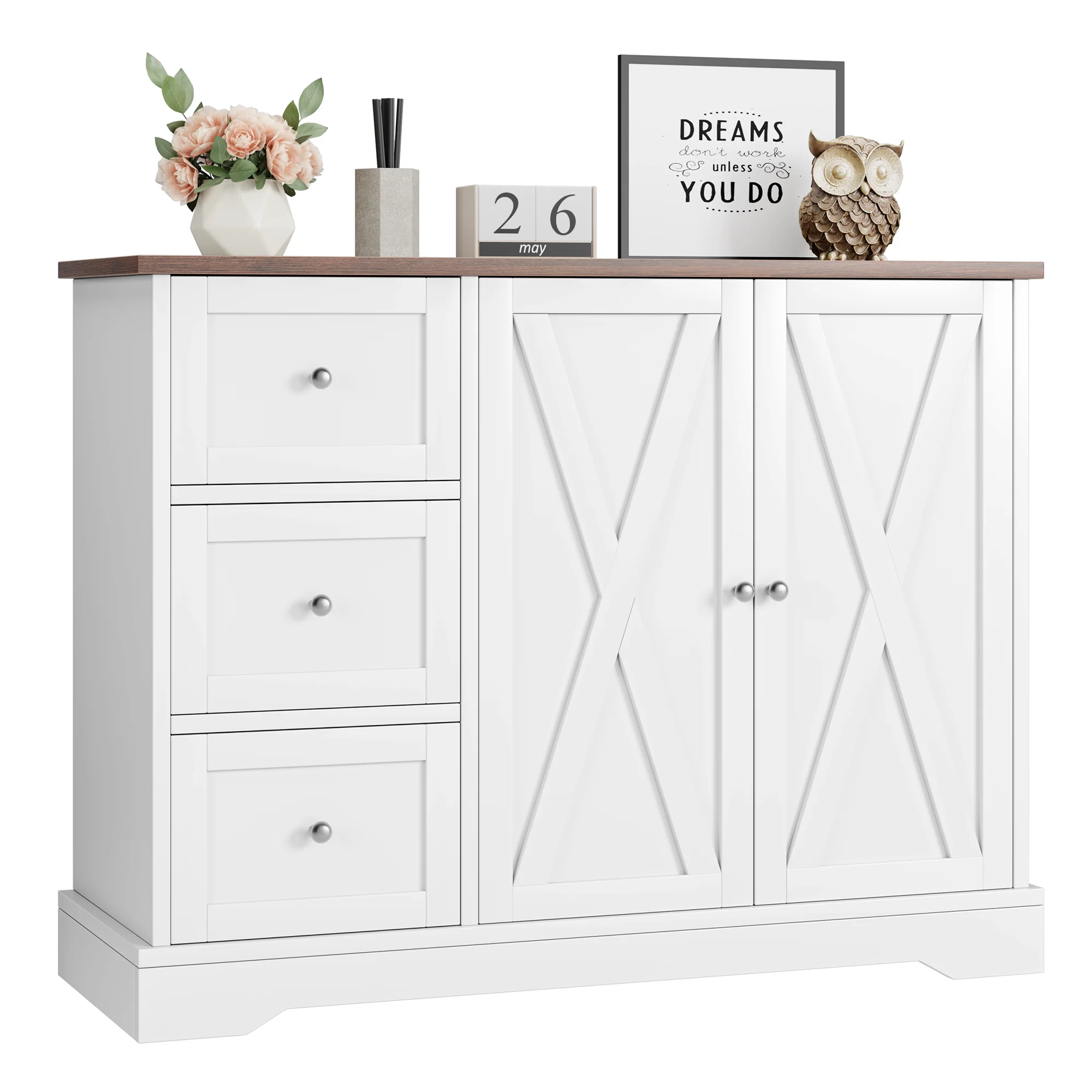 Buffet Cabinet with Storage, Farmhouse Kitchen Cabinet with 3 Drawers and 2 Doors, Storage Cabinet for Kitchen
Buffet Cabinet with Storage, Farmhouse Kitchen Cabinet with 3 Drawers and 2 Doors, Storage Cabinet for Kitchen