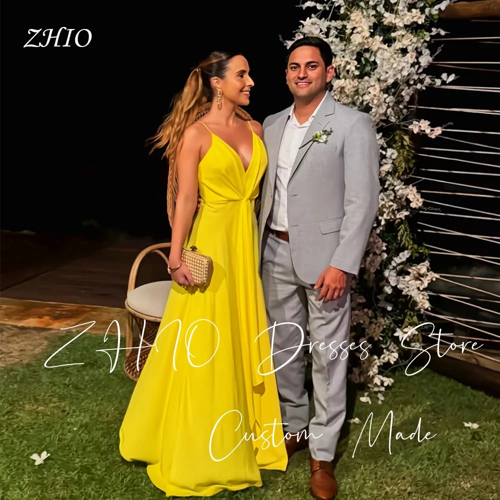 ZHIO Elegant Yellow Wedding Party Dress V-Neck Spaghetti Strap Pleat Floor Length Satin Evening Gown Customized Saudi Arabic
ZHIO Elegant Yellow Wedding Party Dress V-Neck Spaghetti Strap Pleat Floor Length Satin Evening Gown Customized Saudi Arabic