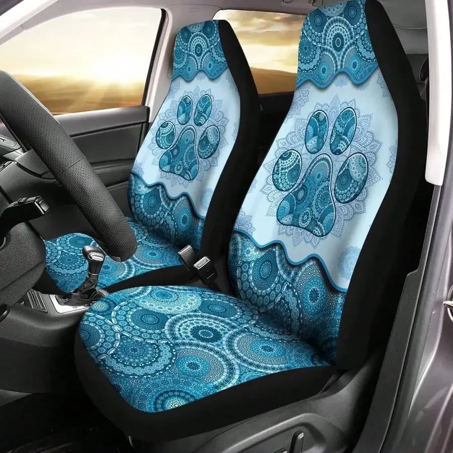 Universal Car Front Seat Covers Blue Mandala Paw Print Design Waterproof Removable Automotive Accessories
Universal Car Front Seat Covers Blue Mandala Paw Print Design Waterproof Removable Automotive Accessories