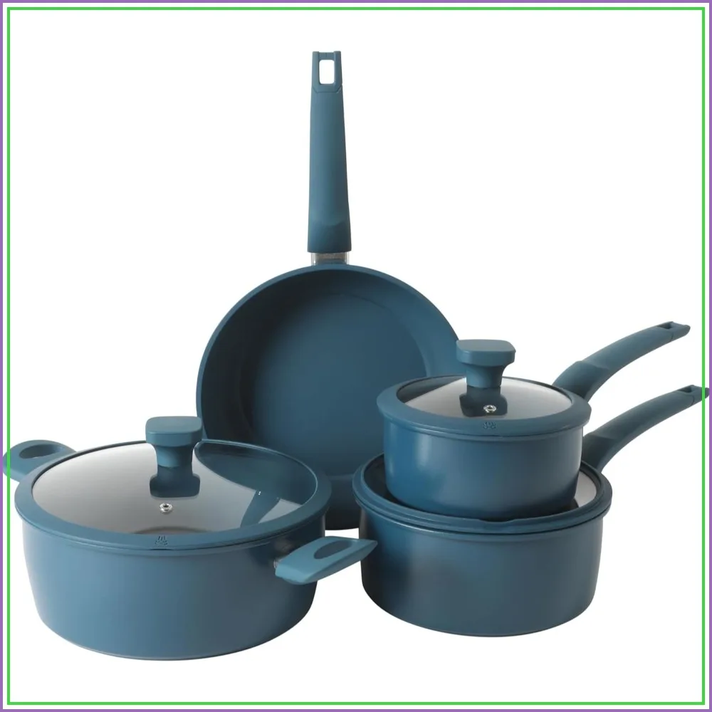 7-Piece Ceramic Nonstick Carbon Steel Cookware Set - Blue Pots and Pans with Glass Lids, Fry Pan, Saucepan, Dutch Oven
7-Piece Ceramic Nonstick Carbon Steel Cookware Set - Blue Pots and Pans with Glass Lids, Fry Pan, Saucepan, Dutch Oven
