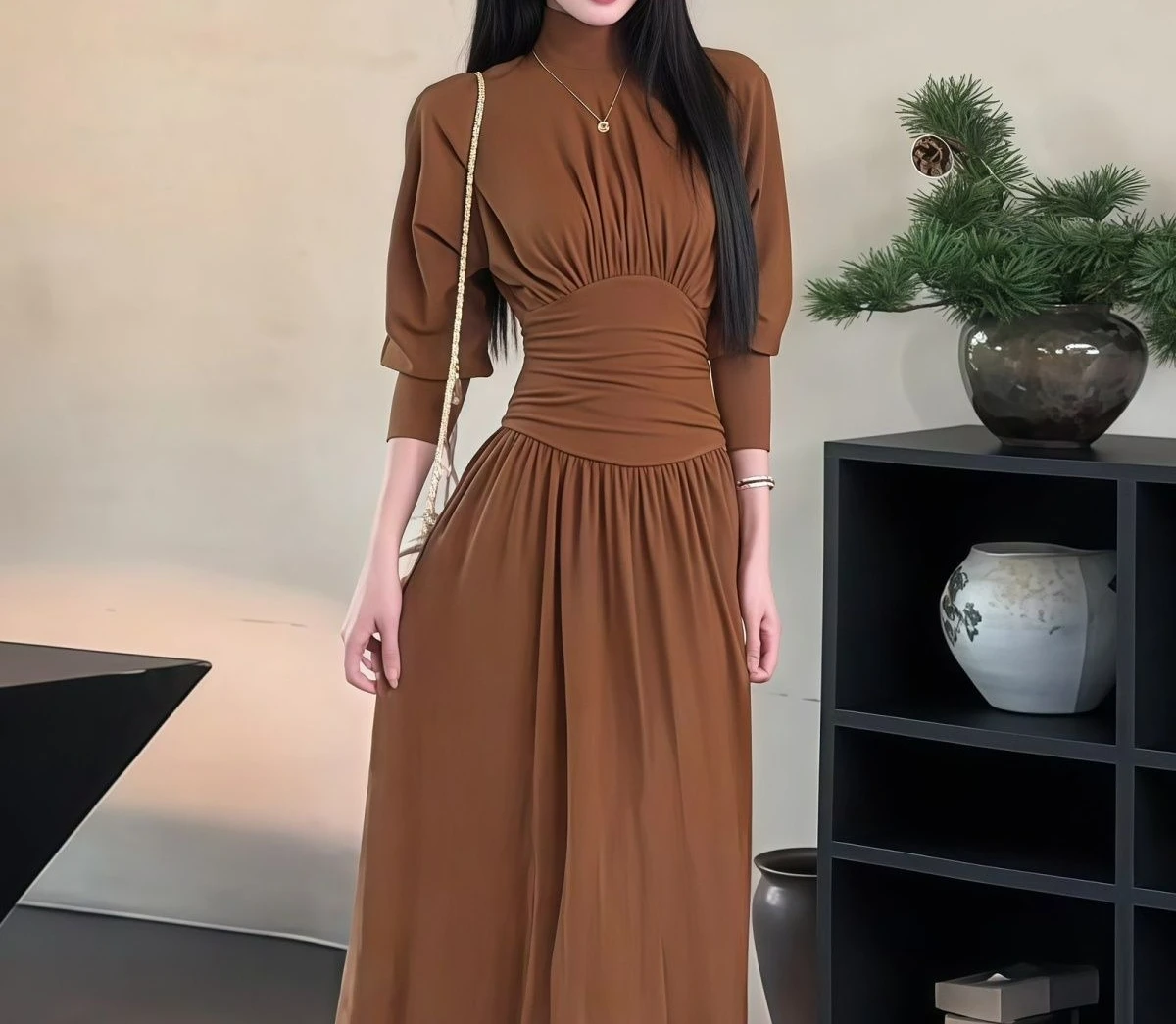 2025 Autumn and Winter New Dress Looks Slim with A High Neckline and A Cinched Waist Exuding A High-end Long Sleeved Dress
2025 Autumn and Winter New Dress Looks Slim with A High Neckline and A Cinched Waist Exuding A High-end Long Sleeved Dress