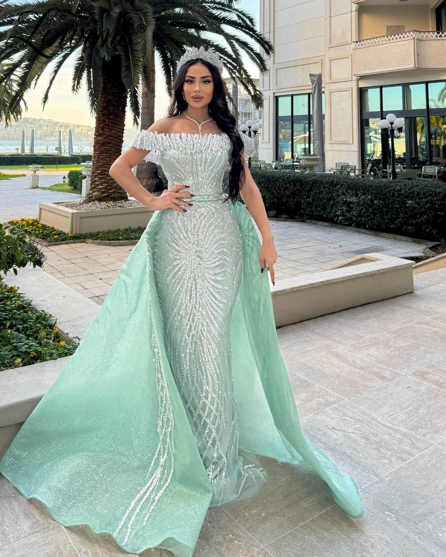 Mint Green Engagement Prom Dresses With Detachable Train Wedding Party Dress Customized 2025 Aso Ebi Birthday Evening Gowns Long
Mint Green Engagement Prom Dresses With Detachable Train Wedding Party Dress Customized 2025 Aso Ebi Birthday Evening Gowns Long