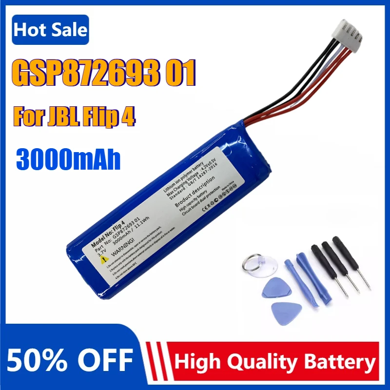 3000mAh Replacement Wireless Speaker Battery GSP872693 01 for JBL Flip 4 /Flip 4 Special Edition Batteries Rechargeable Bateria
3000mAh Replacement Wireless Speaker Battery GSP872693 01 for JBL Flip 4 /Flip 4 Special Edition Batteries Rechargeable Bateria